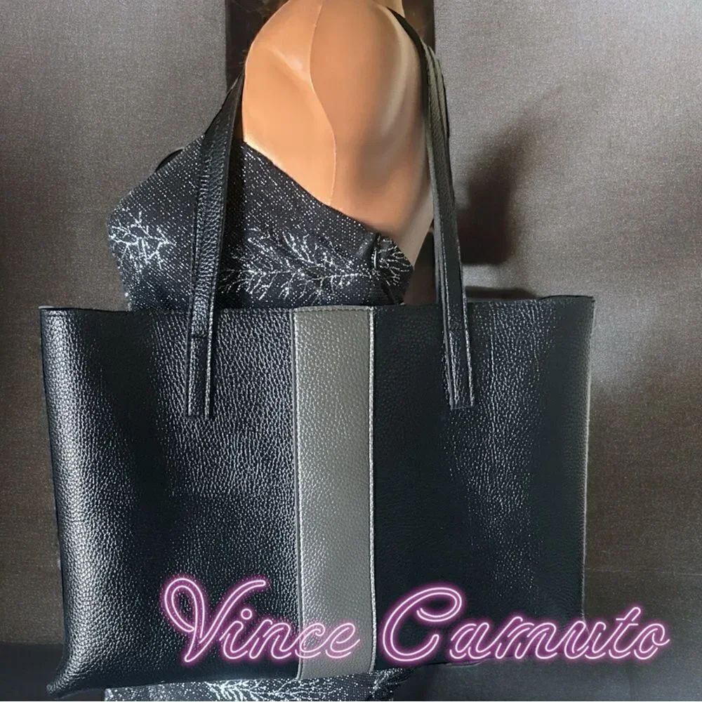 Vince Camuto Bags l Black Leather Open Tote l Double-Handle l Medium l EUC